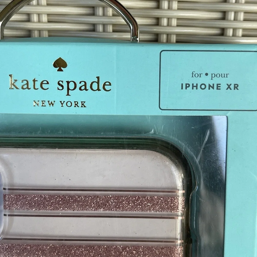 Kate Spade New York Phone Case iPhone XR NIB Clear Rose Gold Stripe